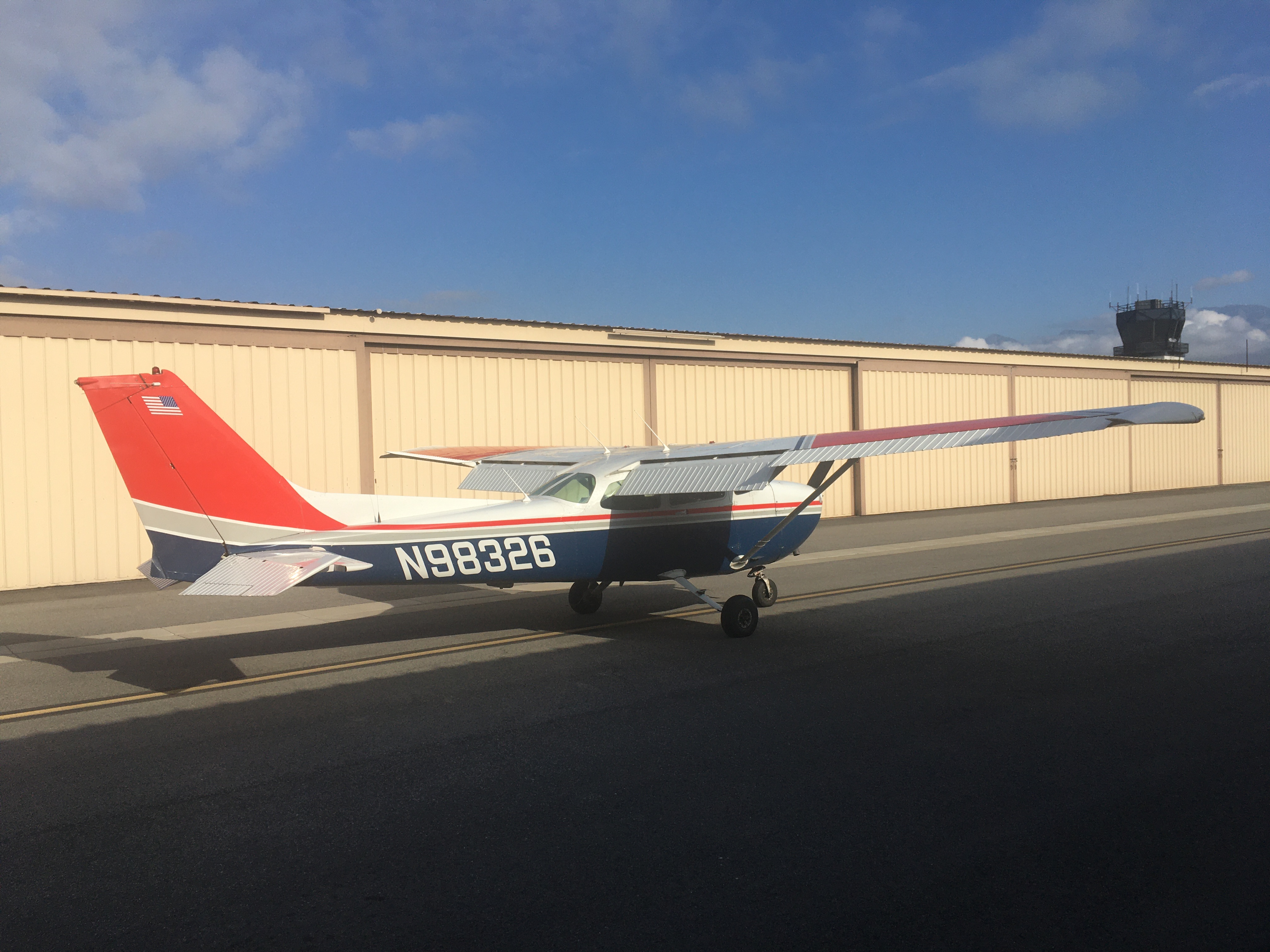 Cessna 172 N98326, parked outside of the hangar and ready to go