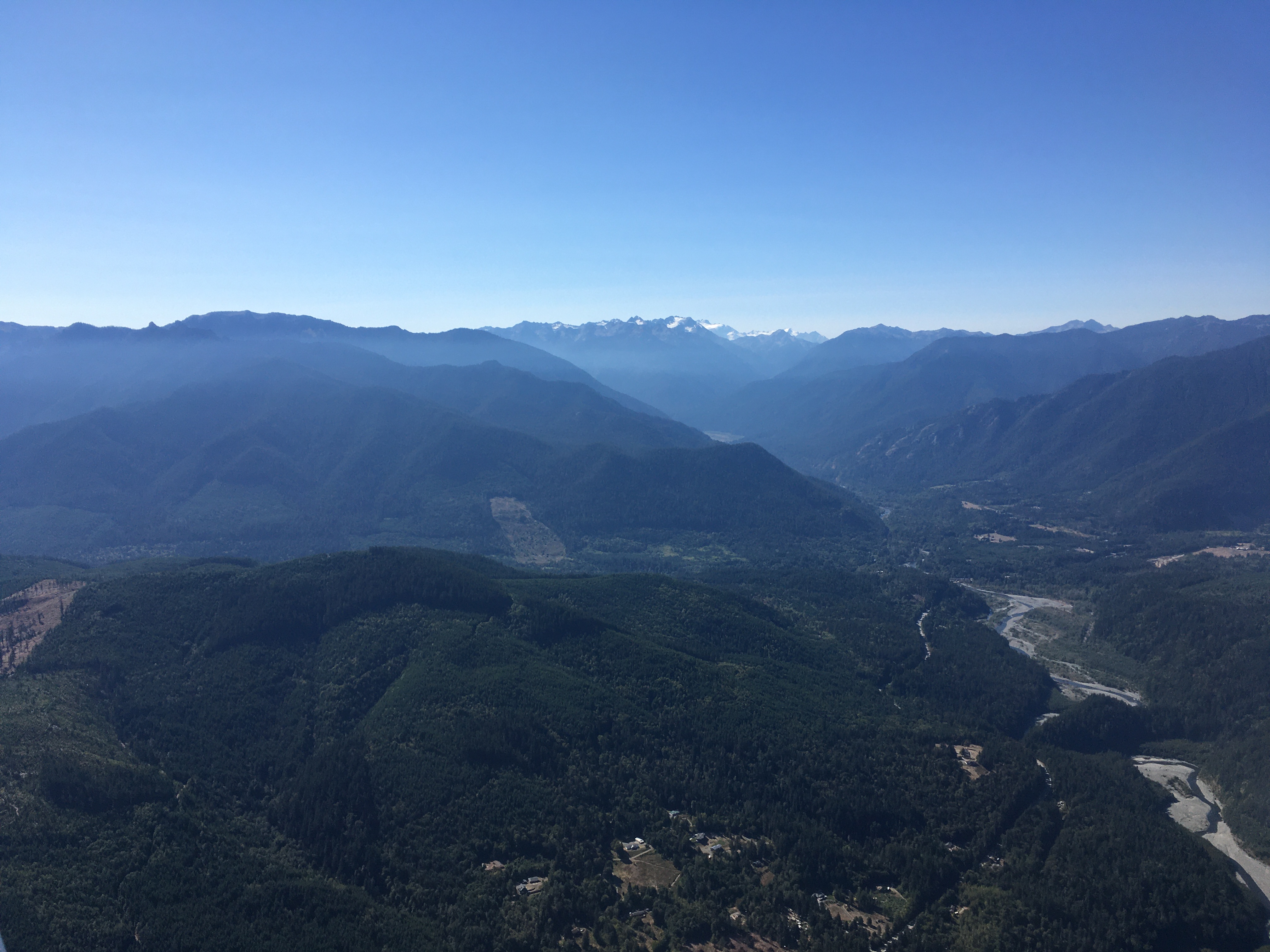 Mountains of the Olympic peninsula. now no longer obscured by cloud, but with some smoky haze