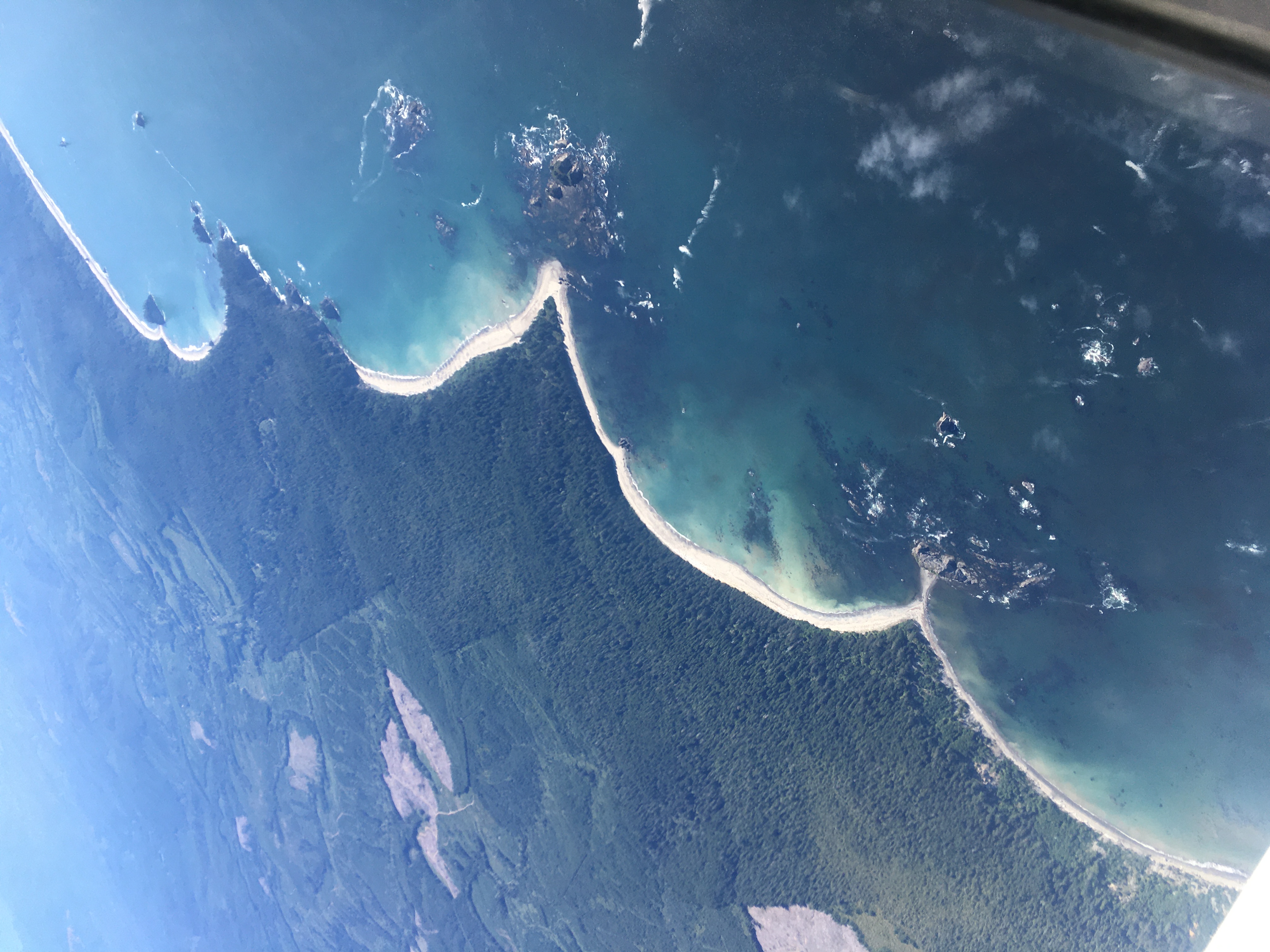 The coastal beaches and rocks viewed from the air